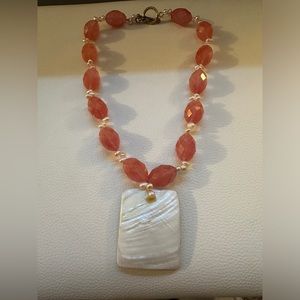 Seashell and stone necklace